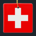 Ornement En Céramique Drapeau suisse<br><div class="desc">Produits World Flag personnalisables - N'hésitez pas à ajouter votre propre texte.</div>