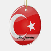 Ornement En Céramique Drapeau turc rond brillant (Droite)