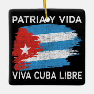 Ornement En Céramique Drapeau Viva Cuba Libre Patria Y Vida Cuba