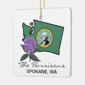 Ornement En Céramique Drapeau Washington et Fleur Rhododendron Pacifique (Gauche)