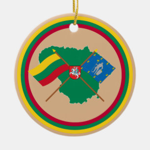 Ornement En Céramique Drapeaux de la Lithuanie et du comté d'Alytus,