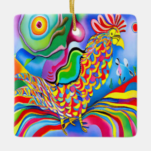 Ornement En Céramique "Dreamscape Bird". Un cocktail abstrait surréalist