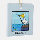 Ornement En Céramique Drôle pélican de pêche (Droite)