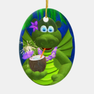 Ornement En Céramique Drôlement fille de noix de coco de dragons
