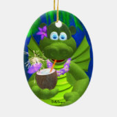 Ornement En Céramique Drôlement fille de noix de coco de dragons (Dos)