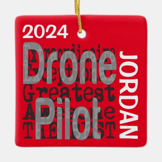 Ornement En Céramique Drone Pilot Extraordinaire CUSTOM (Devant)