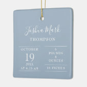 Ornement En Céramique Dusty Blue Baby Boy Birth Stats Photo (Gauche)