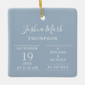 Ornement En Céramique Dusty Blue Baby Boy Birth Stats Photo (Devant)