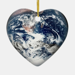 Ornement En Céramique Earth Heart (Ajouter une couleur Arrière - plan)