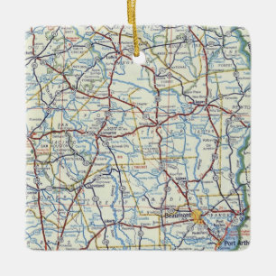 Ornement En Céramique East Texas Christmas Ornament With Vintage Map