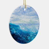 Ornement En Céramique Eau vagues océan bleu turquoise (Droite)