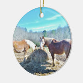 Ornement En Céramique Ébauche secourue Chevaux mangeant foin (Gauche)