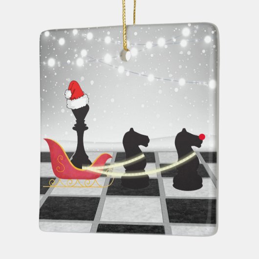 Ornement En Céramique Échecs Père Noël et rennes Noël (Gauche)
