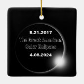 Ornement En Céramique Éclipse solaire double date 2024 et 2017 (Dos)