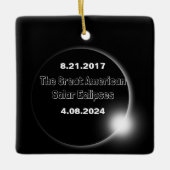 Ornement En Céramique Éclipse solaire double date 2024 et 2017 (Devant)