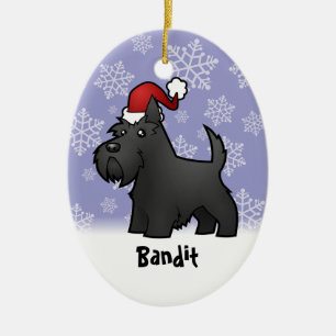 Ornement En Céramique Écossais Terrier de Noël (ajoutez votre nom