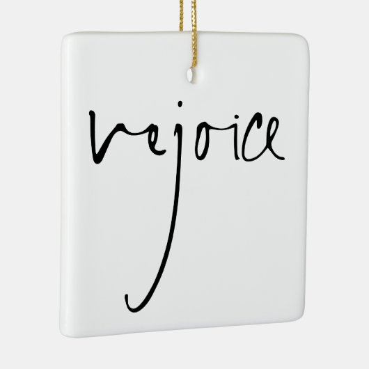 Ornement En Céramique Écriture manuscrite Réjouissez Noël Noir Blanc (Droite)
