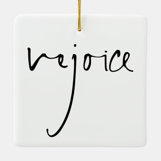 Ornement En Céramique Écriture manuscrite Réjouissez Noël Noir Blanc (Dos)