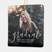 Ornement En Céramique Écriture moderne blanche de la photo Graduation (Gauche)