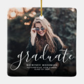 Ornement En Céramique Écriture moderne blanche de la photo Graduation (Dos)