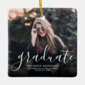 Ornement En Céramique Écriture moderne blanche de la photo Graduation (Devant)