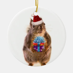 Ornement En Céramique Écureuil et cadeau mignons de Noël