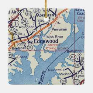 Ornement En Céramique Edgewood MD Vintage Map