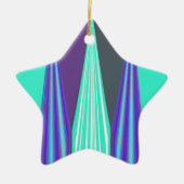 Ornement En Céramique Edgy Blue Purple Cyan Chevron Art Imprimer (Devant)