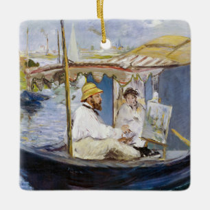 Ornement En Céramique Edouard Manet - Monet dans son bateau-atelier