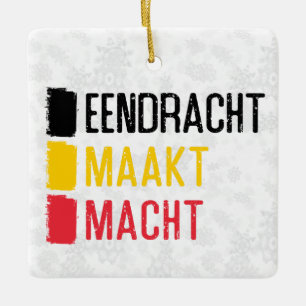 Ornement En Céramique Eendracht Maakt Macht Décor de vacances belge