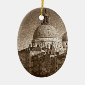 Ornement En Céramique Effet Papier Sepia Venise Grand Canal