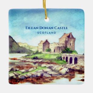 Ornement En Céramique Eilean Donan Castle Ecosse aquarelle peinture