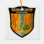 Ornement En Céramique Eldorado Canyon State Park Colorado Art Vintage<br><div class="desc">Design vectoriel du parc Eldorado Canyon State Park. Le parc se compose de deux zones,  l'Inner Canyon et Crescent Meadows.</div>