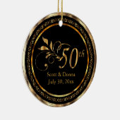 Ornement En Céramique Élégant 50e anniversaire de Mariage d'or (Droite)