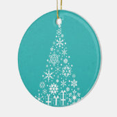 Ornement En Céramique élégant arbre de Noël blanc et turquoise (Gauche)
