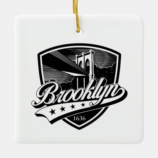Ornement En Céramique Elegant Brooklyn Shield et Swoosh Design (Devant)