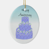 Ornement En Céramique Elégant gâteau d'anniversaire bleu (Droite)