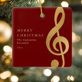 Ornement En Céramique Elegant Gold Treble Clef Music Choir Christmas