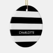 Ornement En Céramique Elégant luxe personnalisé noir et blanc rayé (Droite)