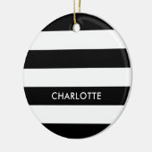 Ornement En Céramique Elégant luxe personnalisé noir et blanc rayé (Gauche)