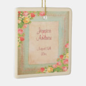 Ornement En Céramique Élégant Mariage Rose Vintage (Droite)