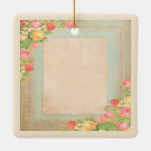 Ornement En Céramique Élégant Mariage Rose Vintage (Dos)