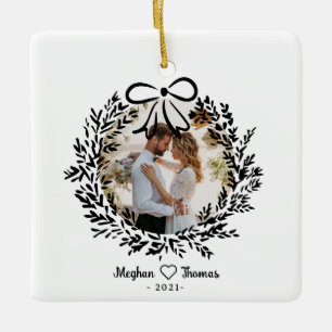 Ornement En Céramique Élégant marié Love photo Ornament