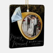 Ornement En Céramique Elegant Minimal Christmas Merry + Married (Droite)