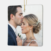 Ornement En Céramique Elegant Mr. & Mrs. Custom Wedding Photo Monogram (Gauche)
