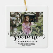 Ornement En Céramique Élégant noir Script moderne 2 Photo Graduation (Devant)