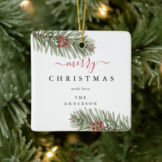 Ornement En Céramique Élégant Pin Rustique Noël Moderne (Arbre)