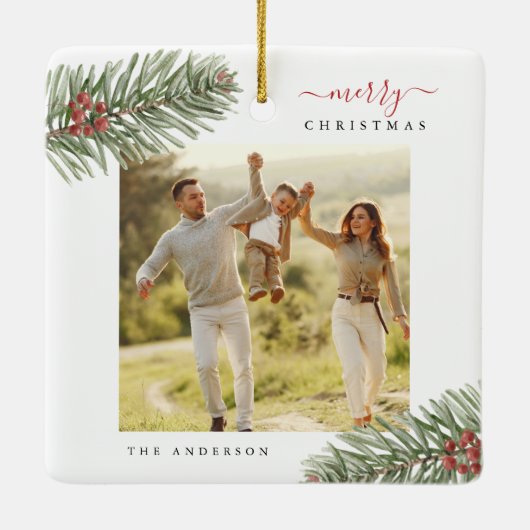 Ornement En Céramique Élégant Pin Rustique Noël Moderne (Dos)