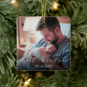Ornement En Céramique Élégant Premier Noël en tant que Papa 2 Photo