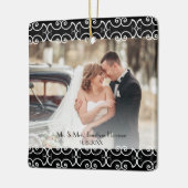 Ornement En Céramique Élégant premier Noël Marié noir blanc Scroll (Gauche)